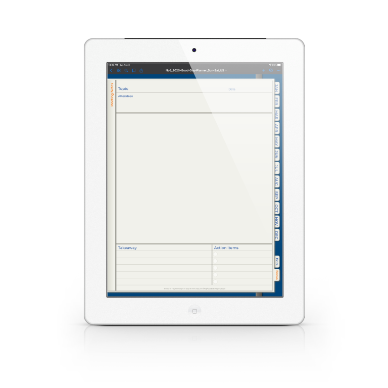 ipad with business meeting page